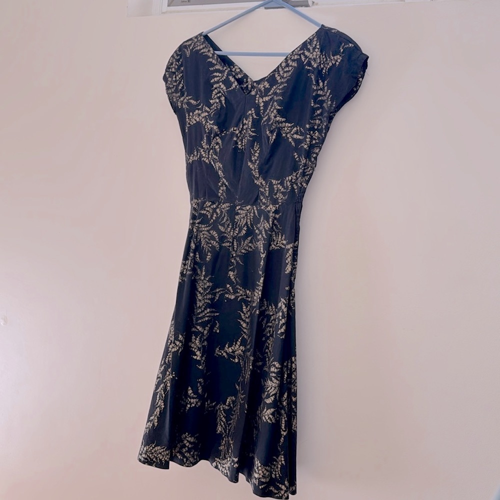 Vintage! Black cotton dress with gold floral!
